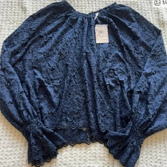 NWT Free People Olivia Lace Tee - Picture 5 of 5
